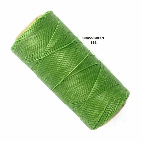 10 mètres ou + de  fil macramé ciré linhasita - polyester 0,5 mm d'épaisseur pour macramé, bijoux.  grass green  réf 352.