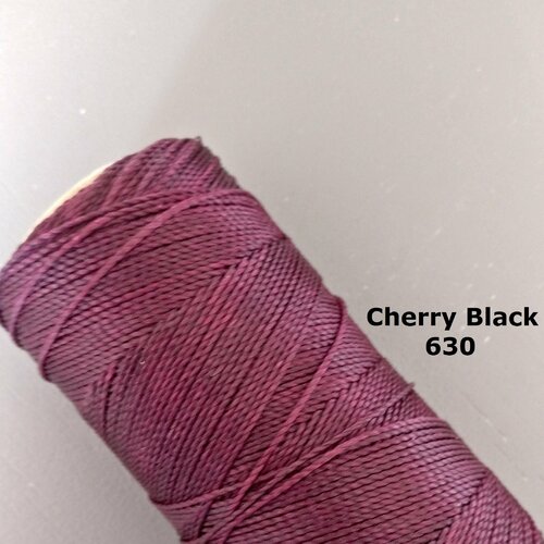 10 mètres fil macramé ciré linhasita - polyester 1 mm d'épaisseur.  pour macramé, bijoux.  cherry black réf 630