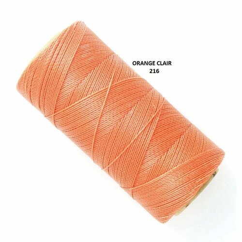 10 mètres ou + de  fil macramé ciré linhasita - polyester 0,5 mm d'épaisseur pour macramé, bijoux.  orange clair réf 216.