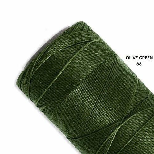 10 mètres ou + de  fil macramé ciré linhasita - polyester 0,5 mm d'épaisseur pour macramé, bijoux. olive green réf 88.