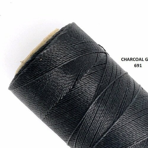 10 mètres ou + de  fil macramé ciré linhasita - polyester 0,5 mm d'épaisseur pour macramé, bijoux.  charcoal grey réf 691.