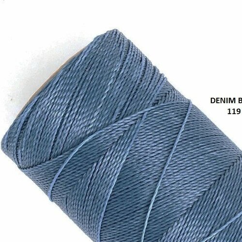 10 mètres ou + de  fil macramé ciré linhasita - polyester 0,5 mm d'épaisseur pour macramé, bijoux. denim blue réf 119.