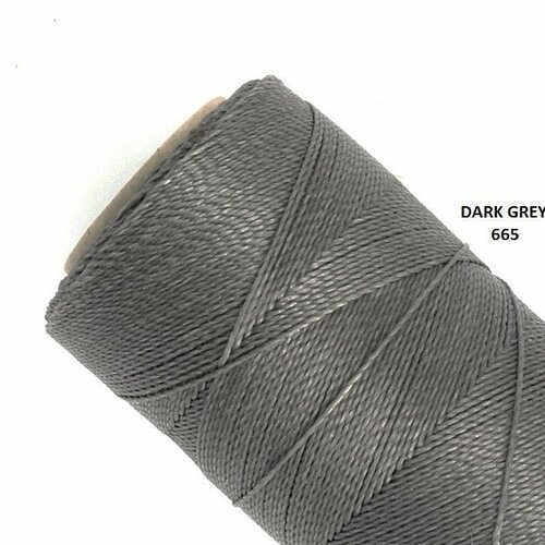 10 mètres ou + de  fil macramé ciré linhasita  - polyester 0,5 mm d'épaisseur pour macramé, bijoux.  dark grey réf 665.