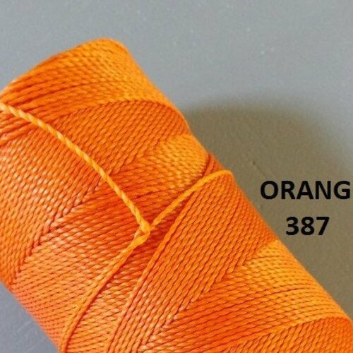 10 mètres fil macramé ciré linhasita  -polyester 1 mm d'épaisseur.  pour macramé, bijoux. orange réf 387