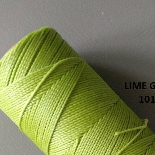 10 mètres fil macramé ciré linhasita - polyester 1 mm d'épaisseur.  pour macramé, bijoux. lime green réf 1019