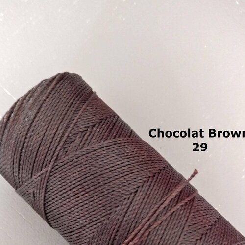10 mètres fil macramé ciré linhasita polyester 1 mm d'épaisseur.  pour macramé, bijoux. chocolat brown réf 29