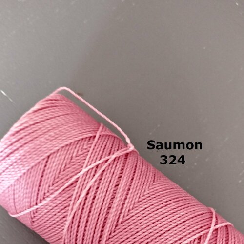 10 mètres fil macramé ciré linhasita  -polyester 1 mm d'épaisseur.  pour macramé, bijoux. saumon réf 324