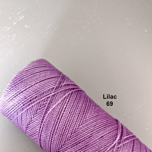 10 mètres fil macramé ciré linhasita - polyester 1 mm d'épaisseur.  pour macramé, bijoux. lilac réf 69