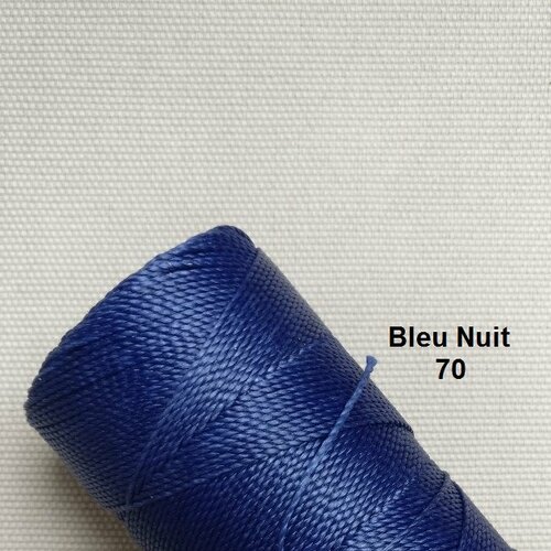 10 mètres fil macramé ciré linhasita - polyester 1 mm d'épaisseur. pour macramé, bijoux. bleu   réf 70