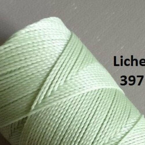 10 mètres fil macramé ciré linhasita - polyester 1 mm d'épaisseur.  pour macramé, bijoux. lichen réf 397