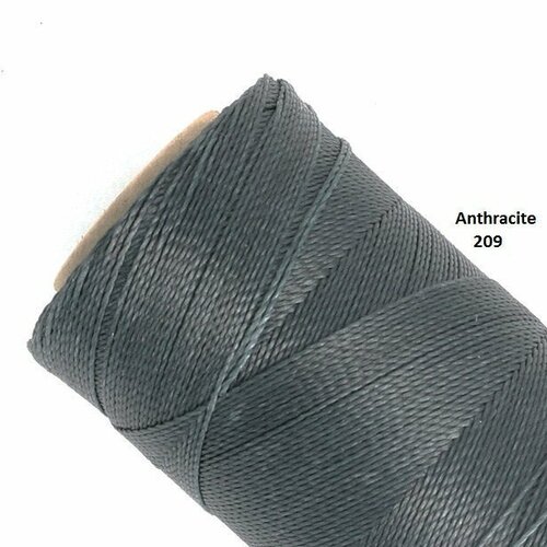10 mètres ou + de fil macramé ciré linhasita - polyester 0,5 mm d'épaisseur pour macramé, bijoux.  anthracite réf 209.