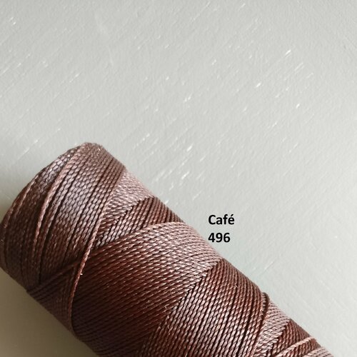 10 mètres fil macramé ciré linhasita -polyester 1 mm d'épaisseur.  pour macramé, bijoux.  café réf 496
