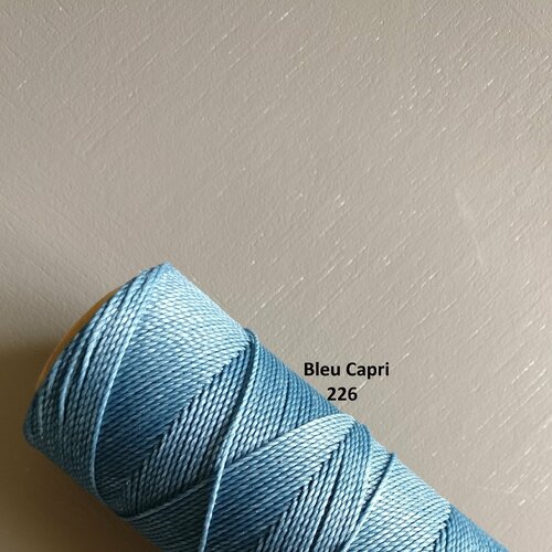 10 mètres fil macramé ciré linhasita - polyester 1 mm d'épaisseur.  pour macramé, bijoux.  bleu capri  réf 226