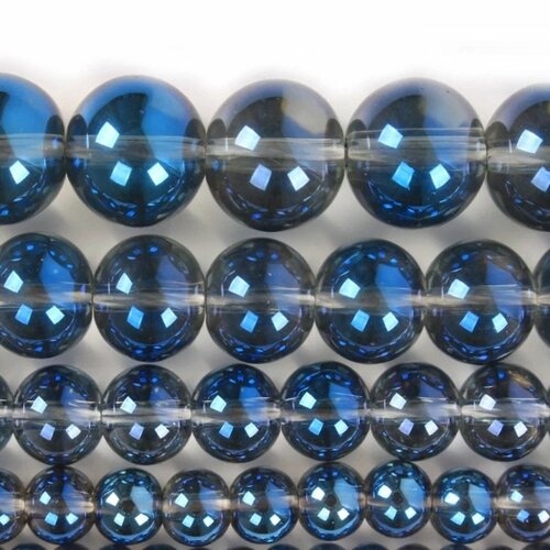 Lot de 10 perles de quartz bleu rondes en pierre naturelle 4 mm.