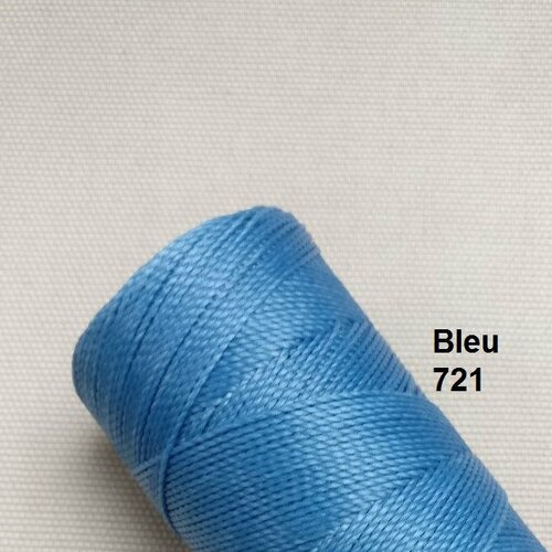10 mètres fil macramé ciré linhasita polyester 1 mm d'épaisseur.  pour macramé, bijoux. bleu  réf 721