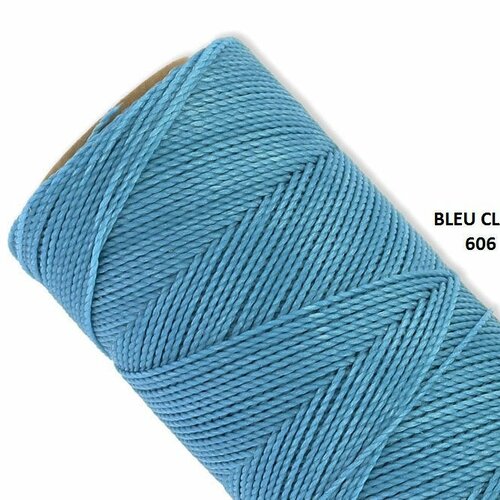 10 mètres fil macramé ciré linhasita polyester 1 mm d'épaisseur.  pour macramé, bijoux. bleu clair réf 606