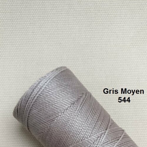 10 mètres fil macramé ciré linhasita - polyester 1 mm d'épaisseur.  pour macramé, bijoux. gris moyen réf 544