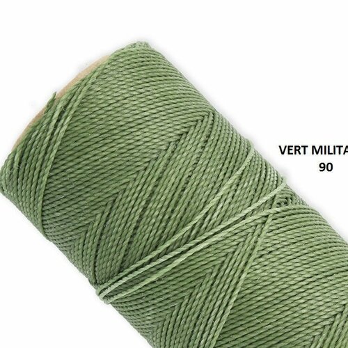 10 mètres fil macramé ciré linhasita  - polyester  1 mm d'épaisseur.  pour macramé, bijoux.  vert militaire réf 90