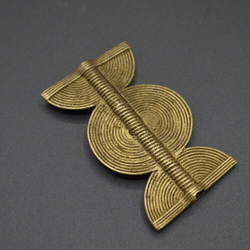 Connecteur en laiton soleil et lune, authentique grande pièce plate africaine éthiopienne en laiton, perles baoulé, perle tribale