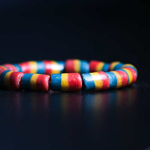 15 perles krobo ghanéennes de verre recyclées multicolores, perles artisanales,  fabrication de bijoux