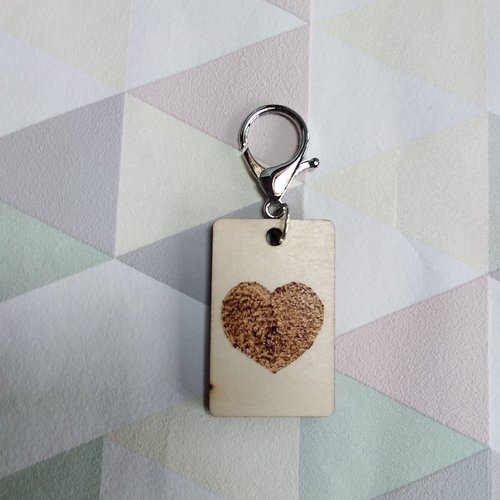 Porte clés rectangulaire motif coeur