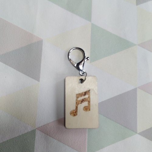 Porte clés rectangulaire motif note de musique