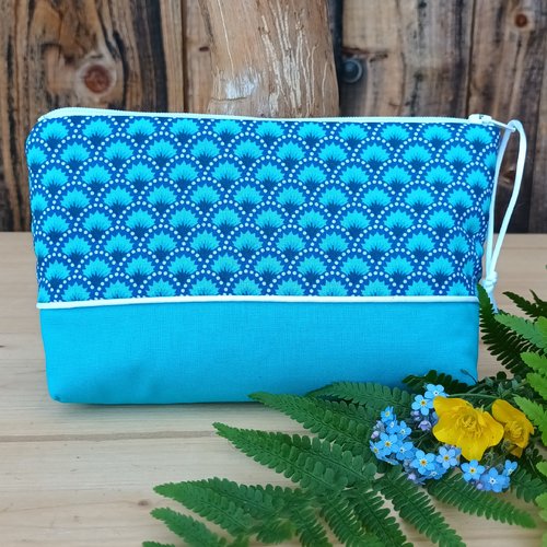 Trousse maquillage bleu turquoise