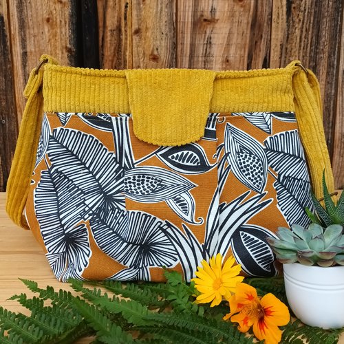 Sac à main velours moutarde