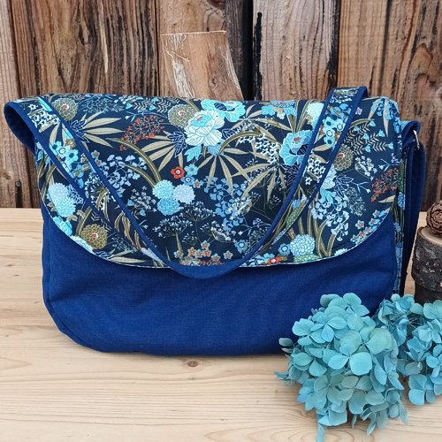 Sac besace bleu, sac à main