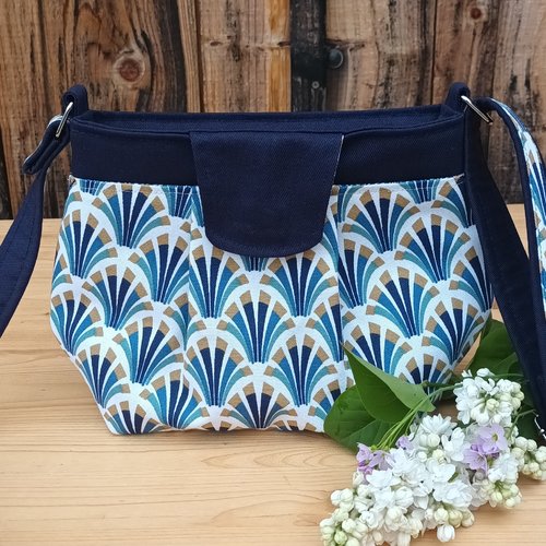Sac à main géométrique marine
