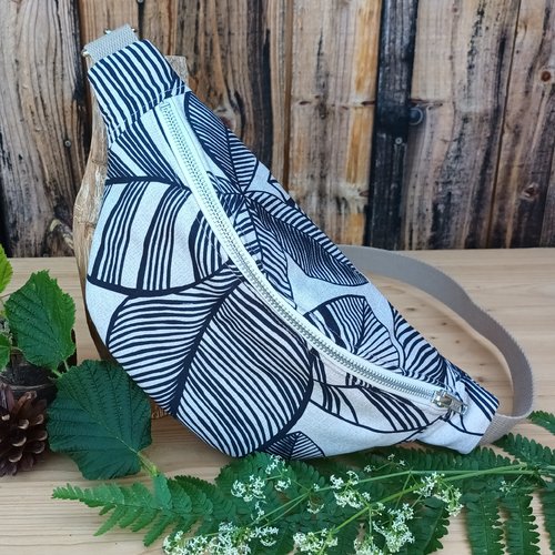 Sac banane motif feuille