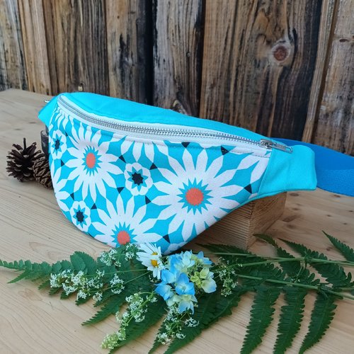 Sac banane motif soleil turquoise