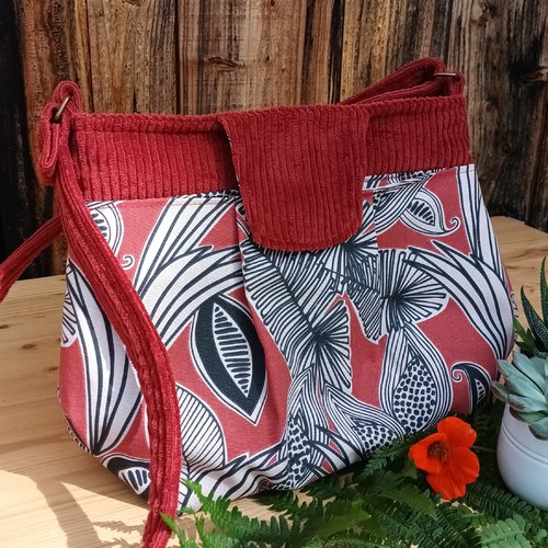 Sac à main velours brique