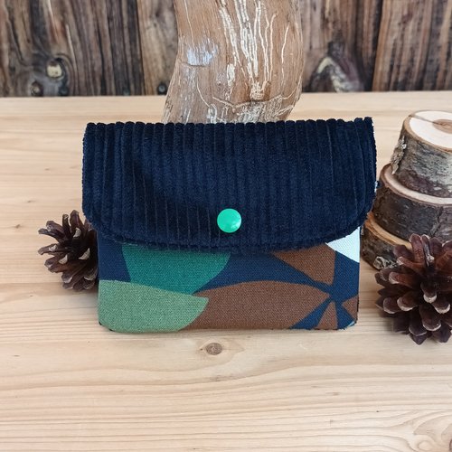 Porte monnaie velours cotele marine