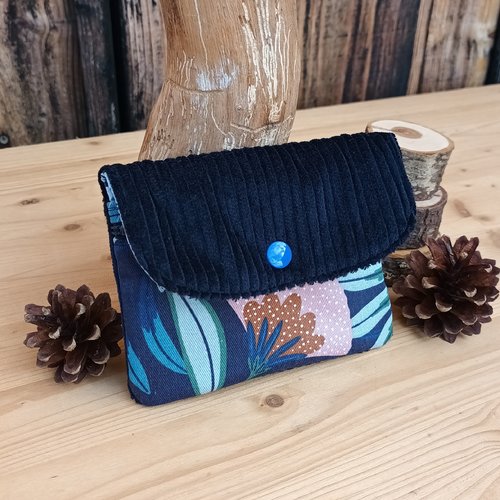 Porte monnaie velours cotele marine
