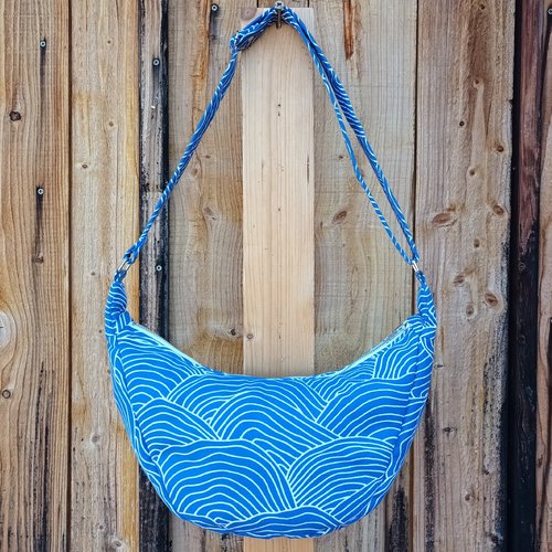 Sac demi-lune bleu japonais