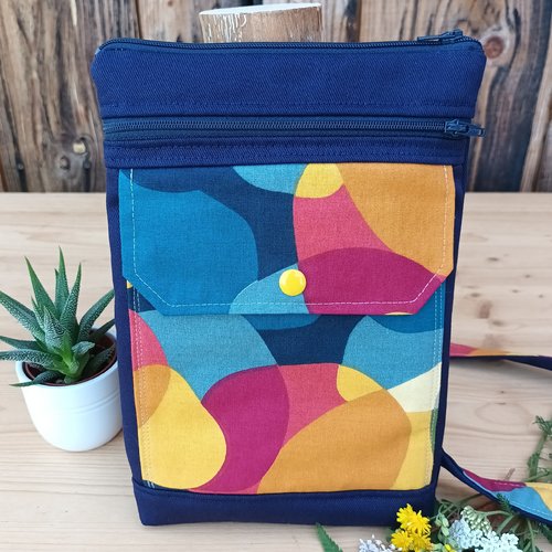 Pochette bandoulière multicolore et marine