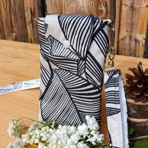 Etui portable feuille beige