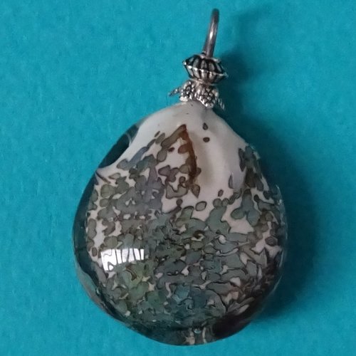Pendentif perle d'art, lampwork,murano, verre filé cl.1028