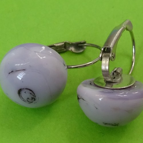 Pendants d'oreille, lampwork, verre filé, perle au chalumeau, bcl.3178