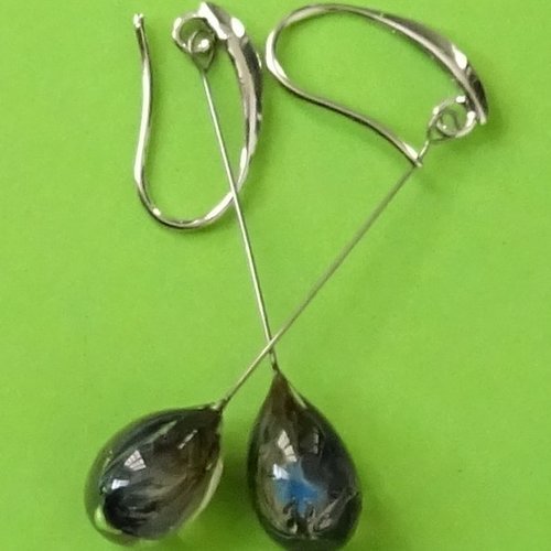 Pendants d'oreille, lampwork, verre filé, perle au chalumeau, bcl.3203
