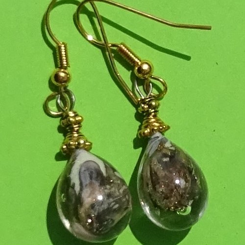 Pendants d'oreille, lampwork, verre filé, perle au chalumeau, bcl.3244