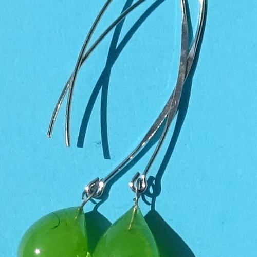 Pendants d'oreille, lampwork, verre filé, perle au chalumeau, bcl.3251