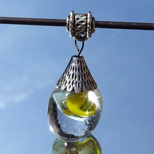 Pendentif verre filé, lampwork, verre de murano, cl.0958