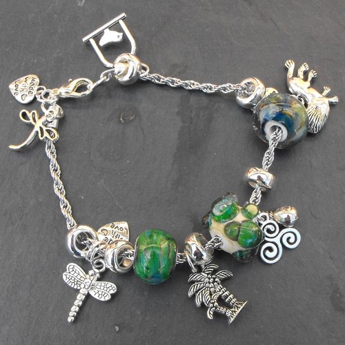 Bracelet charms perles en verre filé bracel.0598