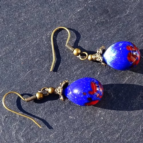Boucles d'oreille, perles au chalumeau, murano bcl.2869