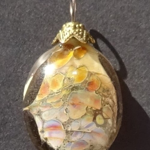 Pendentif perle d'art, lampwork, verre de murano, verre filé cl.1081