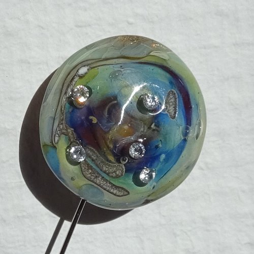 Broche fibule en verre filé, lampwork, broch.0244