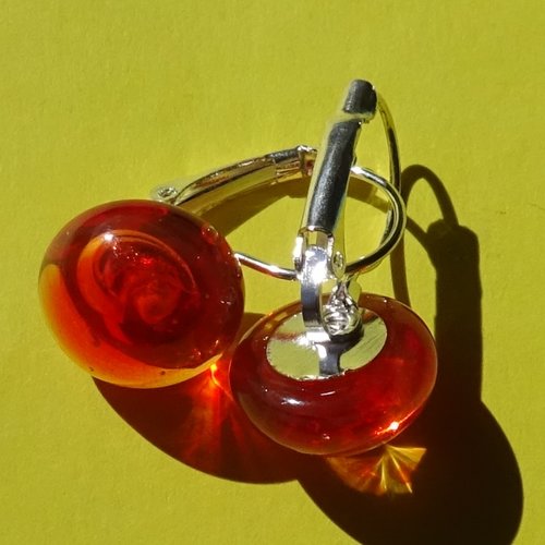 Pendants d'oreille, lampwork, verre filé, perle au chalumeau, bcl.3302