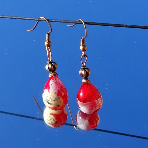 Boucles d'oreille, perles au chalumeau, murano bcl.2893